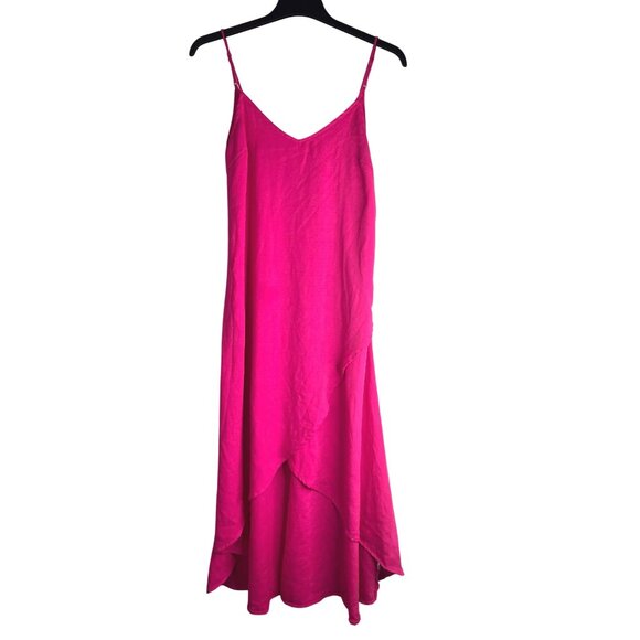 Lulus Sweet Surprise Bright Pink Asymmetrical Hem Maxi Dress Spaghetti Straps XS - Picture 3 of 10